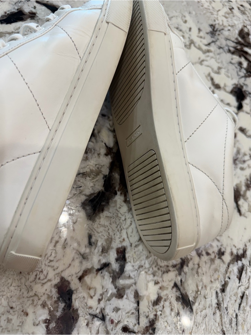 Tory Burch White Leather Low-Top Sneakers with Gold Logo - Picture 8 of 9